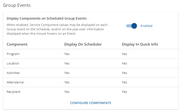 Group Events - Component Configuration