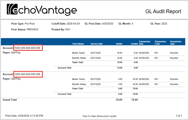 GL Job Created with Use Balance Sheet Reporting Selected