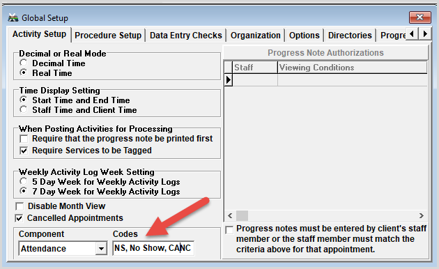 Cancelled Appointments in Activity Setup