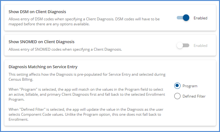 Client Diagnosis Configuration