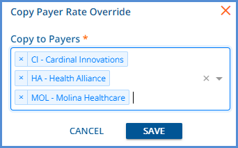 Copy Payer Rate Override