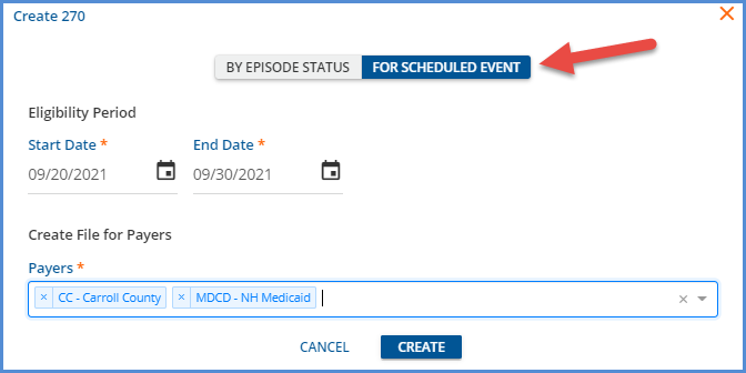 Create 270 For Scheduled Event