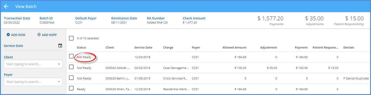 Edit a Payment Row