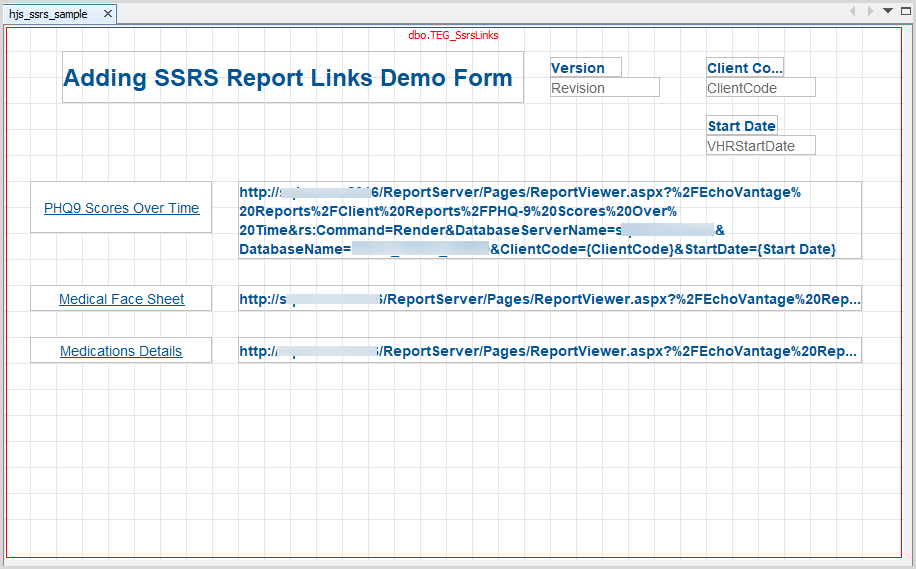 Three Report Links Configured