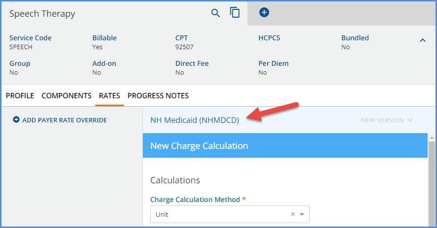Payer Rate Override New Charge Calculation