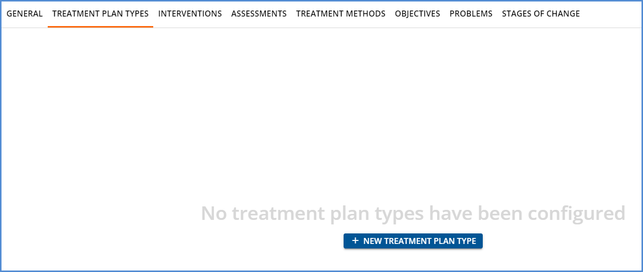 No Treatment Plan Types Configured
