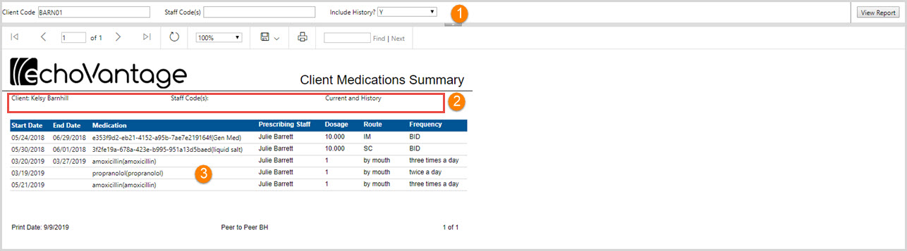Client Medications Summary History "Y"