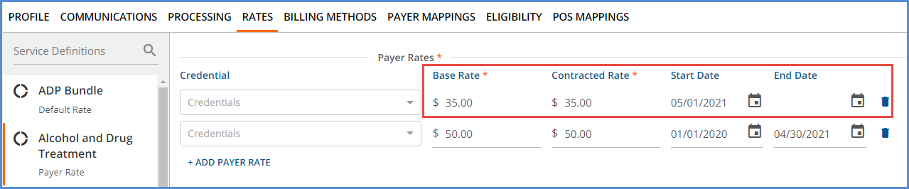 Payer Rate Adjustment