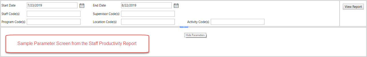 Sample Parameter Screen