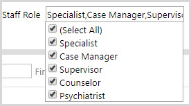 Staff Role Drop-down Check List